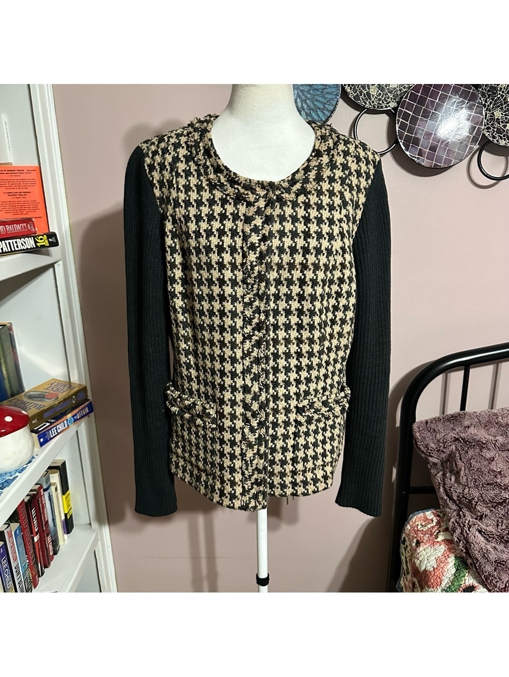 CAbi Wool Blend Houndstooth Jacket – Size L